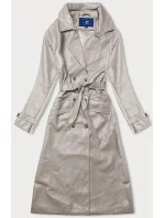 Béžový dvojradový klasický dámsky kabát z ekologickej kože AnnGissy (AG6-30) Béžový dvojradový klasický dámsky kabát z ekologickej kože AnnGissy (AG6-30)