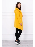 Voľná bunda s kapucňou v horčicovej farbe