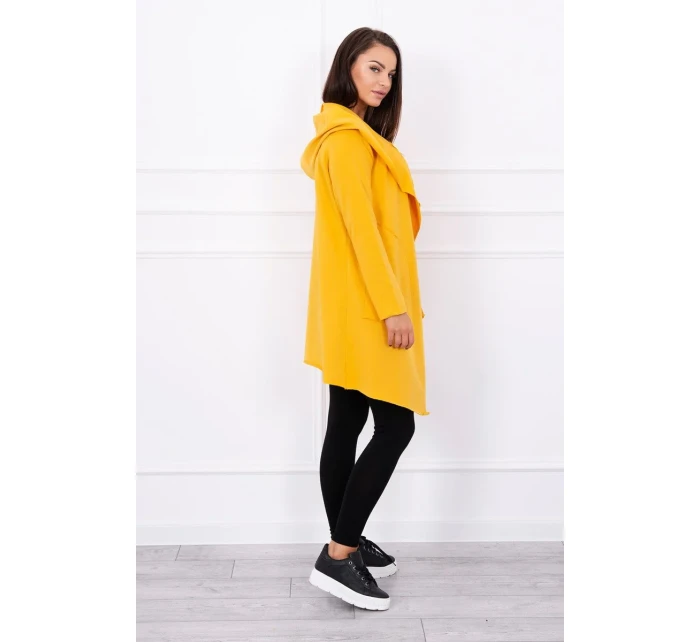 Voľná bunda s kapucňou v horčicovej farbe