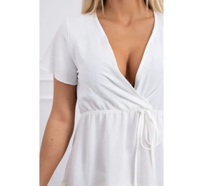 Šaty s obálkovým výstrihom ecru Šaty s obálkovým výstrihom ecru