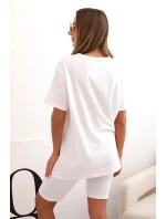 Dámsky bavlnený set s krátkym rukávom a šortkami biely Dámsky bavlnený set s krátkym rukávom a šortkami biely