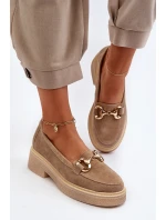 model 21652511 Semišové Dámské Mokasíny S Ozdobou Beige - Zazoo
