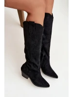 Ocieplane Kozaki Kowbojki Na Obcasie Z Eko Zamszu Czarne Jovianne Ocieplane Kozaki Kowbojki Na Obcasie Z Eko Zamszu Czarne Jovianne