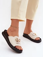 Kožené papuče s ozdobnými detailmi S.Barski KV61-6046 Beige