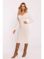 Dámské svetrové šaty model 21865052 Světle béžová - Moe