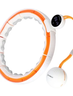 HHM21 HULA HOP BIELA/ORANŽOVÁ S MAGNETMI, TPE TABS A ZÁVAŽÍM + POČÍTADLO HMS