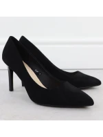 Čierne semišové lodičky na ihlovom podpätku Sergio Leone 1339