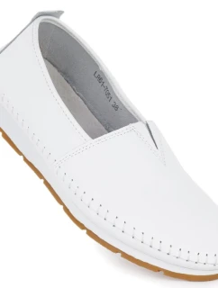 Dámské kožené nazouvací boty bílé model 22015022 - S.Barski