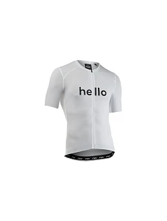 Cyklistické tričko NORTHWAVE Blade Hello Goodbye Jersey S/s, bílé