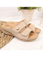 Žabky na suchý zips eVento W EVE224B beige