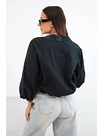 Dámska bavlnená bunda typu bomber na zips, čierna Dámska bavlnená bunda typu bomber na zips, čierna