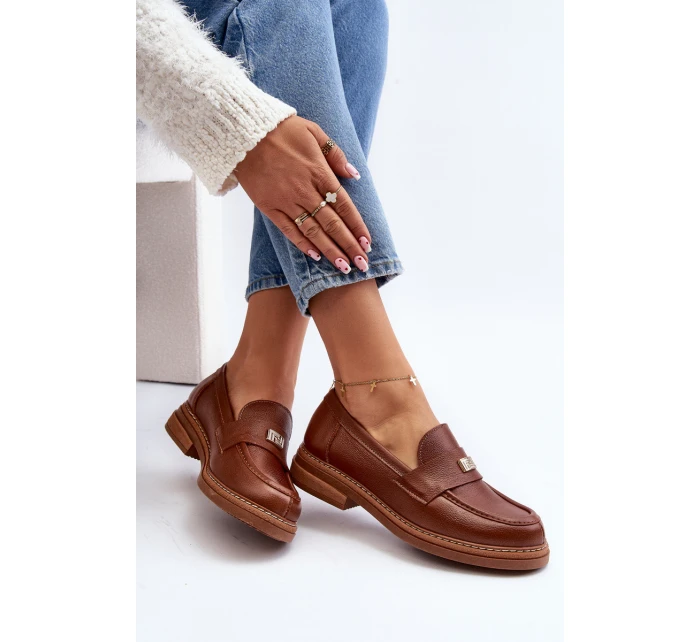 Zazoo 20165 Skórzane Mokasyny Damskie Brązowe