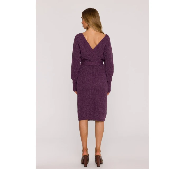 Svetrové šaty s výstřihem heather model 21484550 - Moe