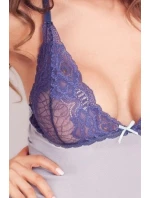 Dámska nočná košeľa Lily Light grey with blue - EWANA Dámska nočná košeľa Lily Light grey with blue - EWANA