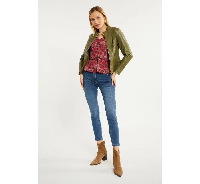 Dámská kožená bunda zelená model 19916517 - Monnari