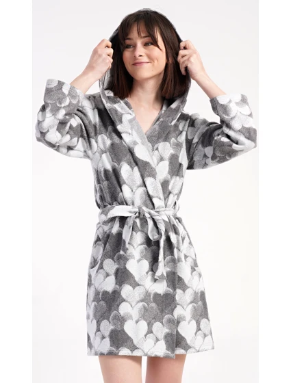 Dámsky krátky župan s kapucňou Heart