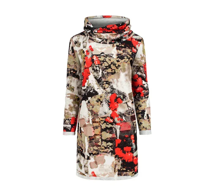 IRENE - Dámske šaty s rolákom a farebným vzorom 282-1