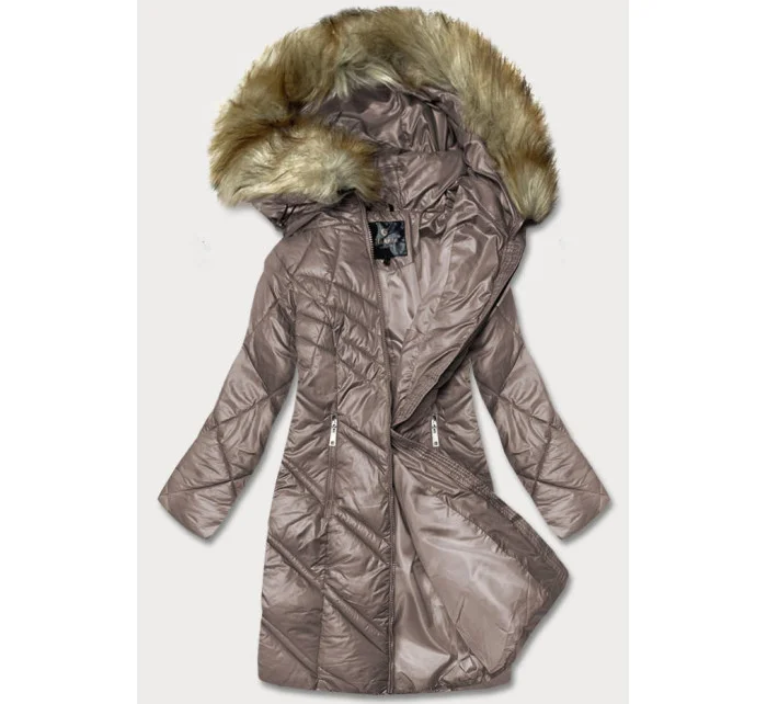 Dámska prešívaná bunda vo farbe cappuccino (H-97-2)