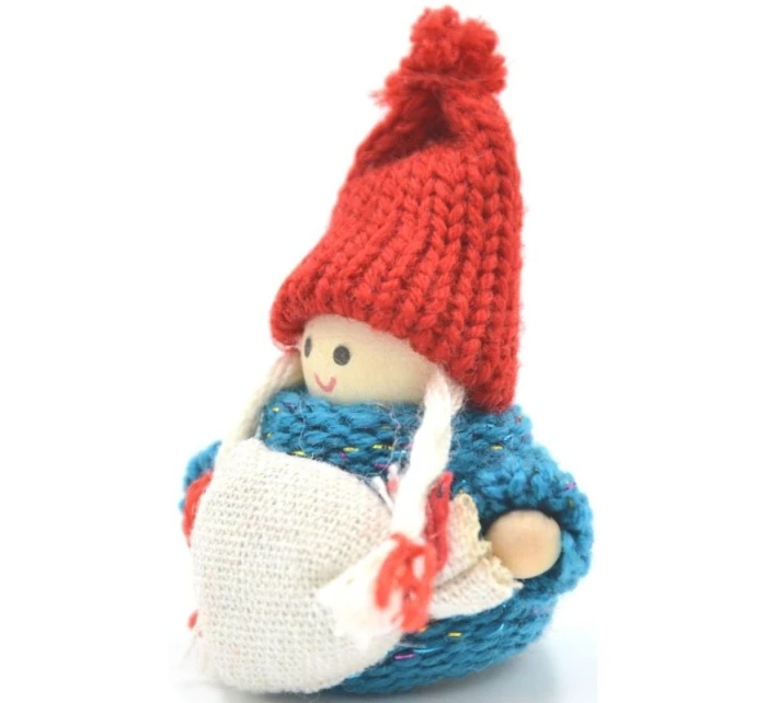 DEKORATÍVNA BÁBIKA S TAŠKOU MODRÉ DIEVČA 7,5 CM