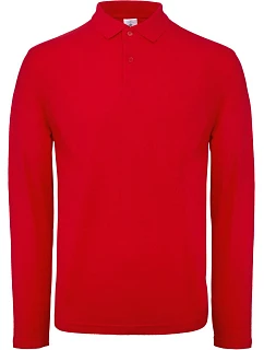 B&C ID.001 LSL Pánske polo s dlhým rukávom z piqué 01.0I12 červené