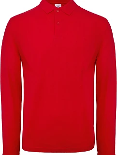 B&C ID.001 LSL Pánske polo s dlhým rukávom z piqué 01.0I12 červené