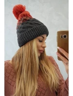 Fleecová čiapka Ilona K218 graphite+red Fleecová čiapka Ilona K218 graphite+red