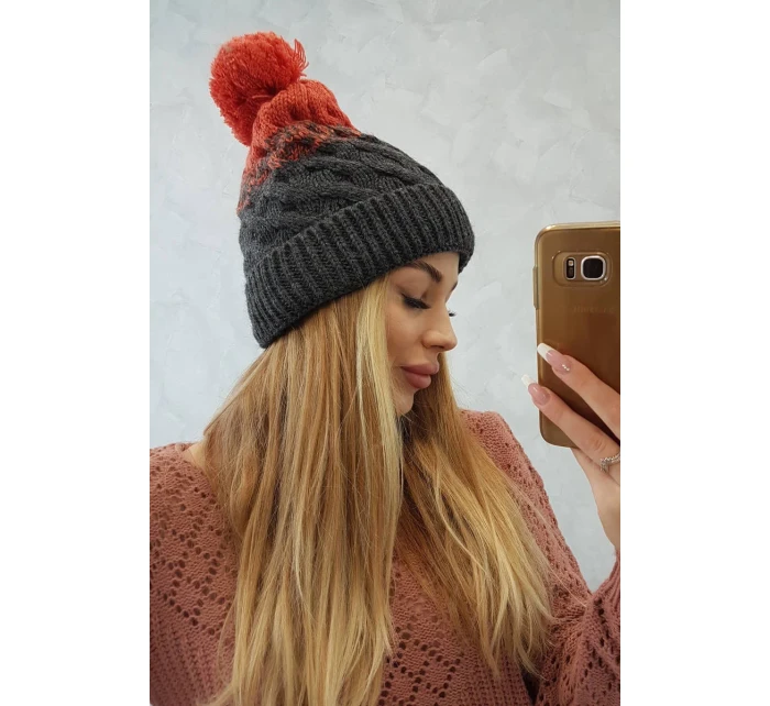 Fleecová čiapka Ilona K218 graphite+red Fleecová čiapka Ilona K218 graphite+red