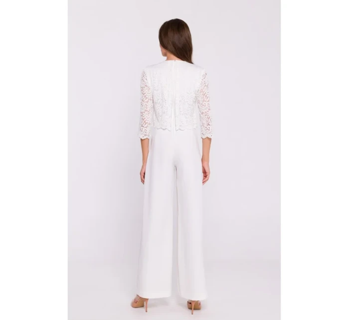 S381 Kombinéza s čipkovanými detailmi - ecru