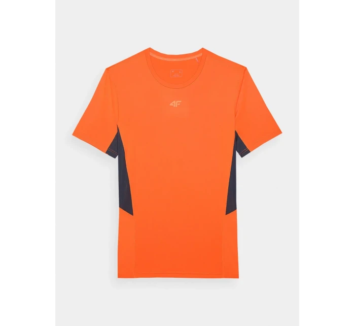 Pánske športové tričko slim z recyklovaných materiálov 4F - oranžové Pánske športové tričko slim z recyklovaných materiálov 4F - oranžové