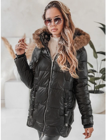 Dámská zimní bunda prošívaná s kožešinou černá Dstreet model 21991162 - FashionStreet Dámská zimní bunda prošívaná s kožešinou černá Dstreet model 21991162 - FashionStreet