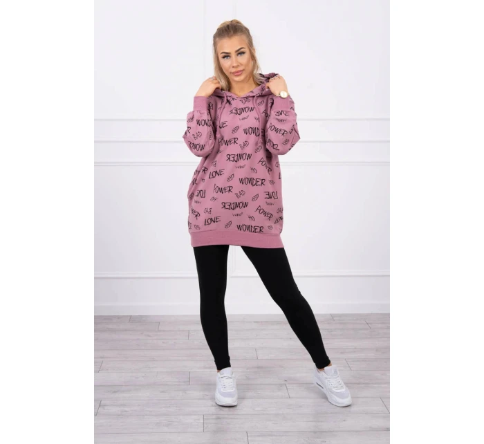 Mikina s nápisom tmavoružová