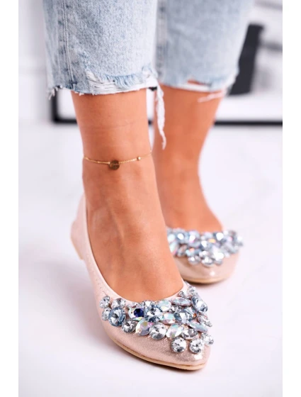 Kožené Baleríny S Ozdobnými model 21540216 Zlaté Crystal - Boto