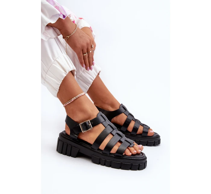 Sandały Rzymianki Damskie Czarne Rosarose