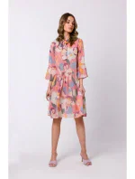 S337 Šifónové šaty s viazaným výstrihom - model 1