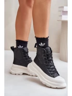 Kožené zateplené tenisky na pevnej platforme Big Star Black