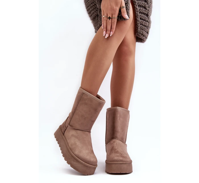 Dámske snehové topánky VL256P Dark beige - Seastar