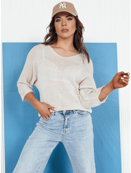 Dámský prolamovaný svetr beige Dstreet model 21976230 - FashionStreet