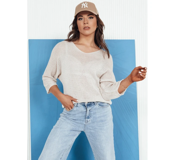 Dámský prolamovaný svetr beige Dstreet model 21976230 - FashionStreet