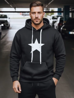 Pánská mikina s kapucí černá model 21993019 - Dstreet