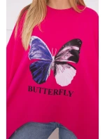 Oversize blúzka s potlačou fuchsiová