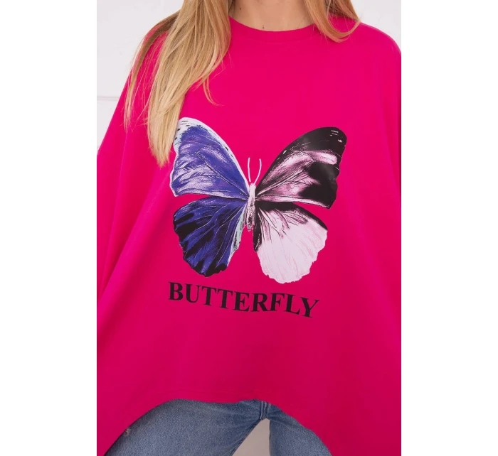 Oversize blúzka s potlačou fuchsiová