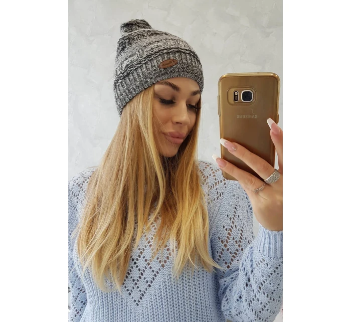 Čiapka s fleecom Patrycja K254 čierna+sivá