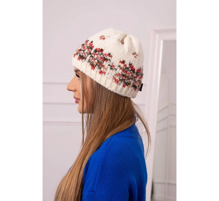 Dámska čiapka Florence K350 ecru+red