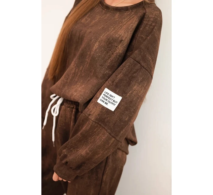 Dámska súprava z viskózy oversize s efektom blednutia hnedá