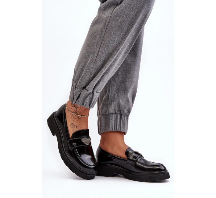 Damskie Półbuty Mokasyny Na Płaskim Obcasie Czarne Venla