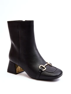 Boty Na Podpatku S Ozdobou Černé model 21643263 - Boto