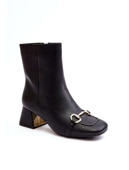 Boty Na Podpatku S Ozdobou Černé model 21643263 - Boto