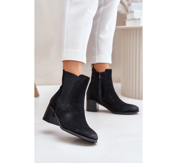 Ocieplane Botki Damskie Na Słupku Czarne Radeya Ocieplane Botki Damskie Na Słupku Czarne Radeya