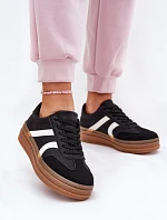 Sneakersy Damskie Na Platformie Czarne Tolianna
