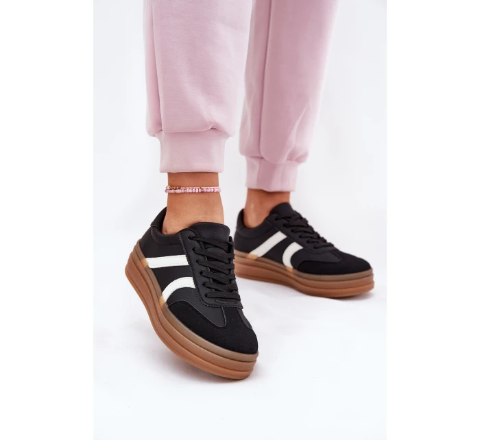Sneakersy Damskie Na Platformie Czarne Tolianna